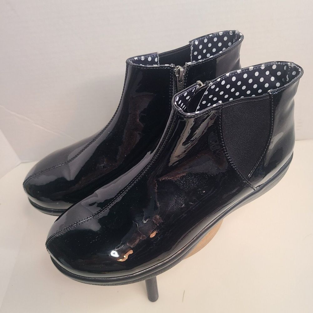 Black Patent Leather Ankle Boots